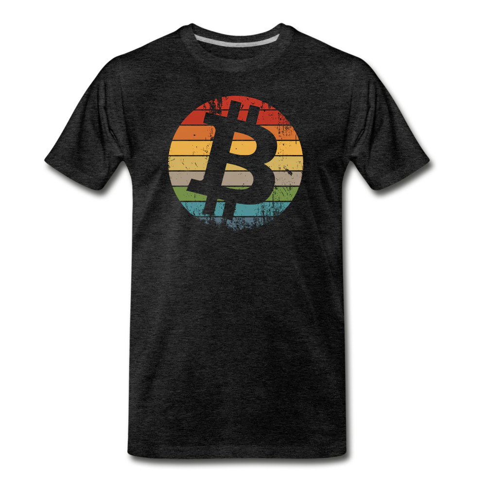 Dark Grey Heather Retro Bitcoin T-Shirt