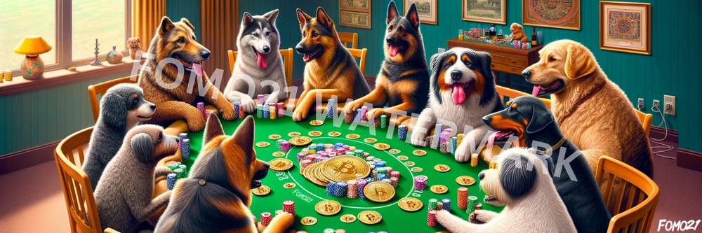 Dogs Playing Poker Bitcoin X (Twitter) Banner - fomo21