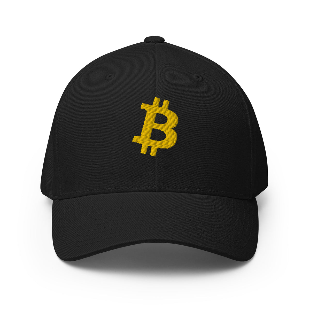Bitcoin B (Gold Embroidery) Flexfit Hat - fomo21