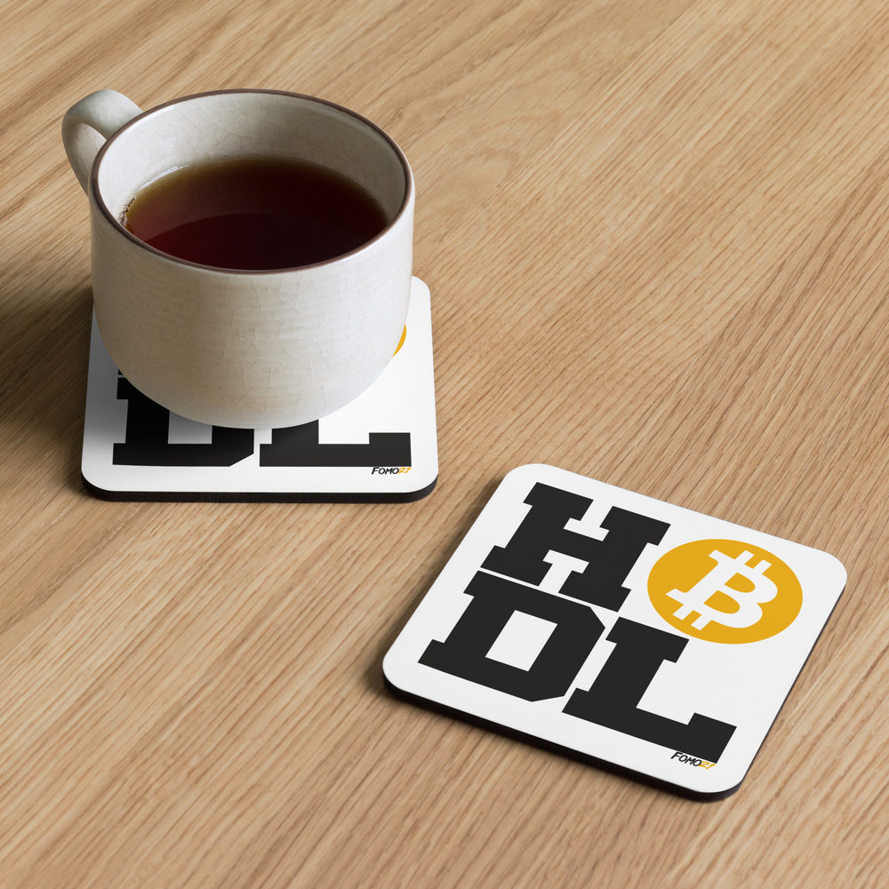 HODL Bitcoin Cork-Back Coaster - fomo21
