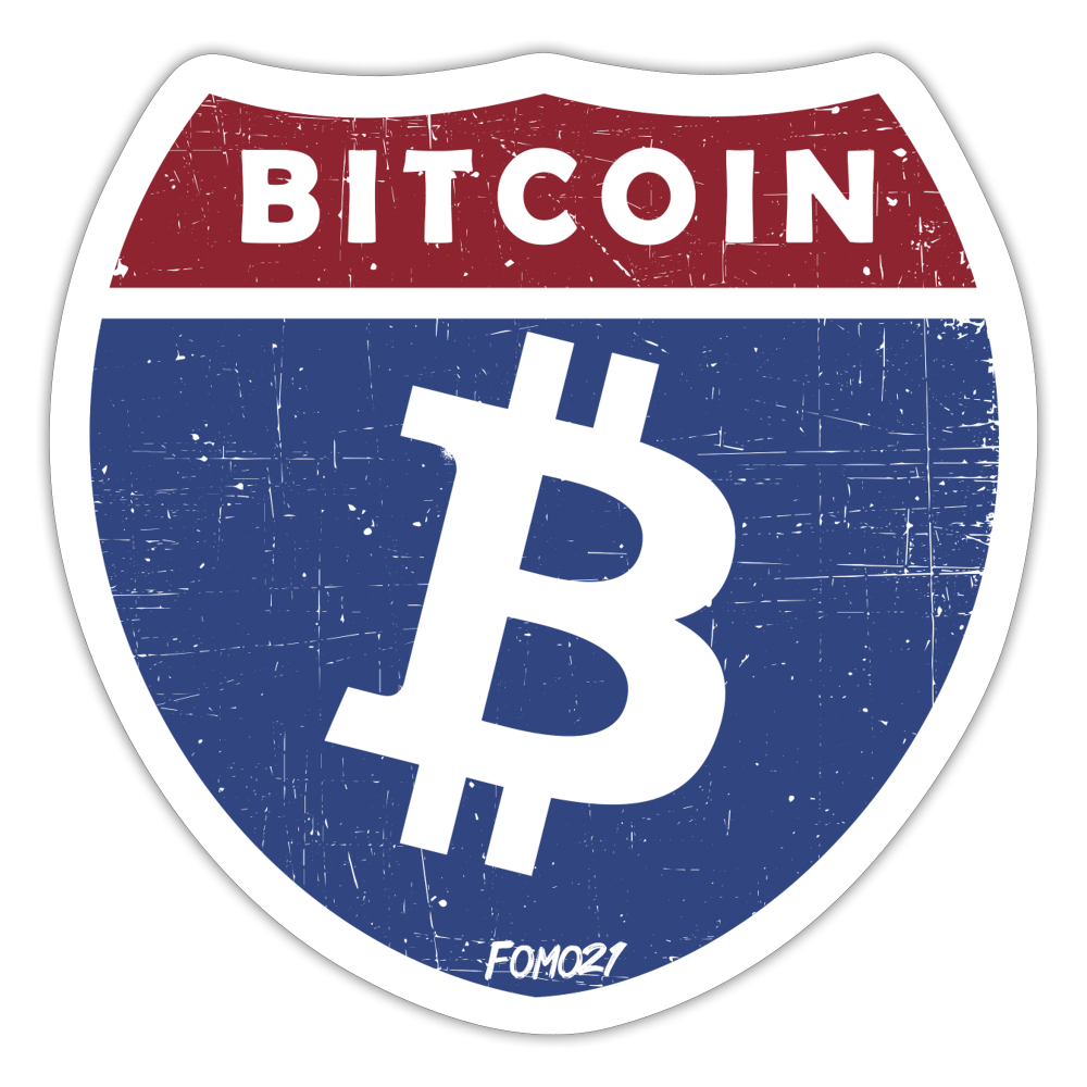 Highway Bitcoin Sticker - white matte