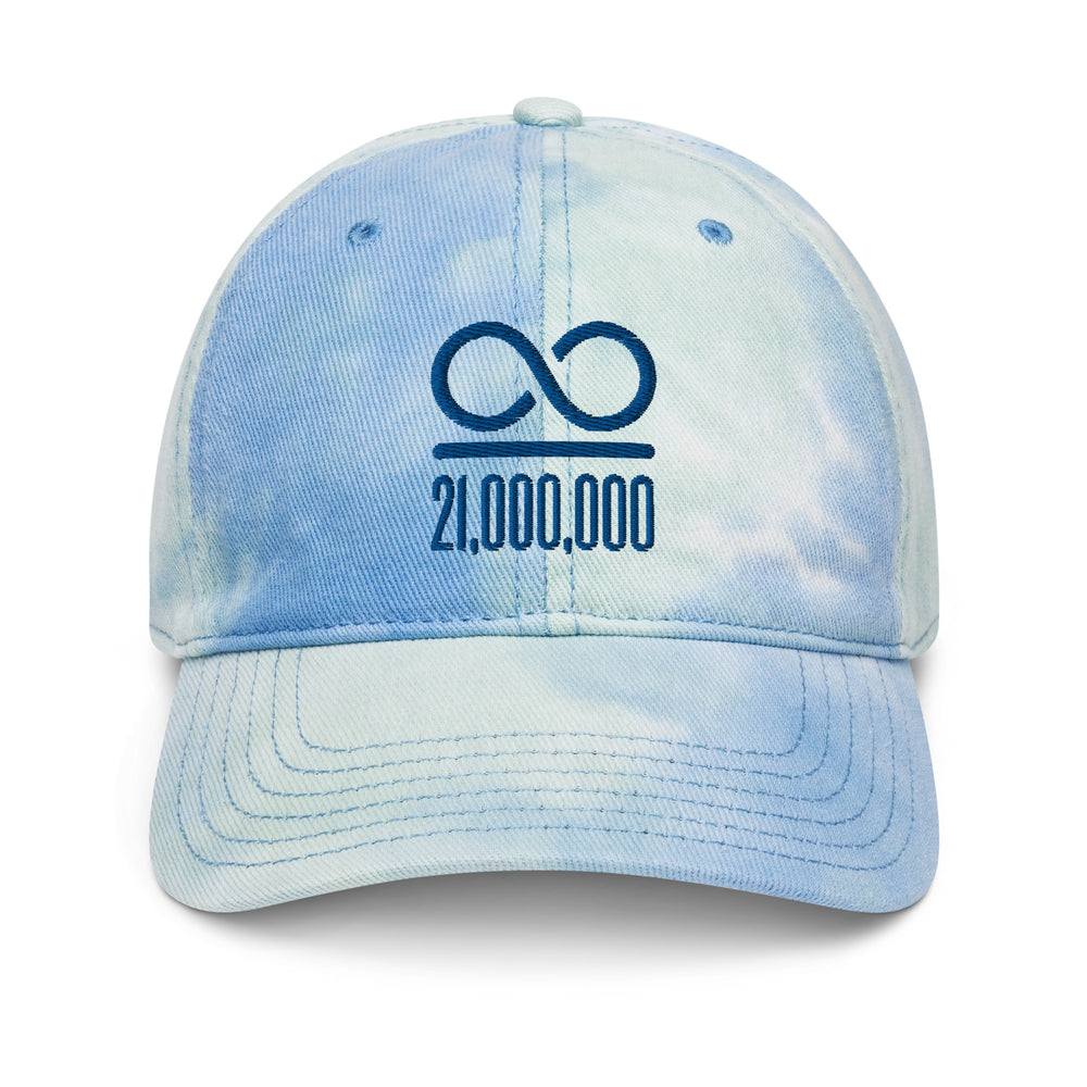 Infinity/21,000,000 (Blue Embroidery) Bitcoin Tie Dye Hat - fomo21
