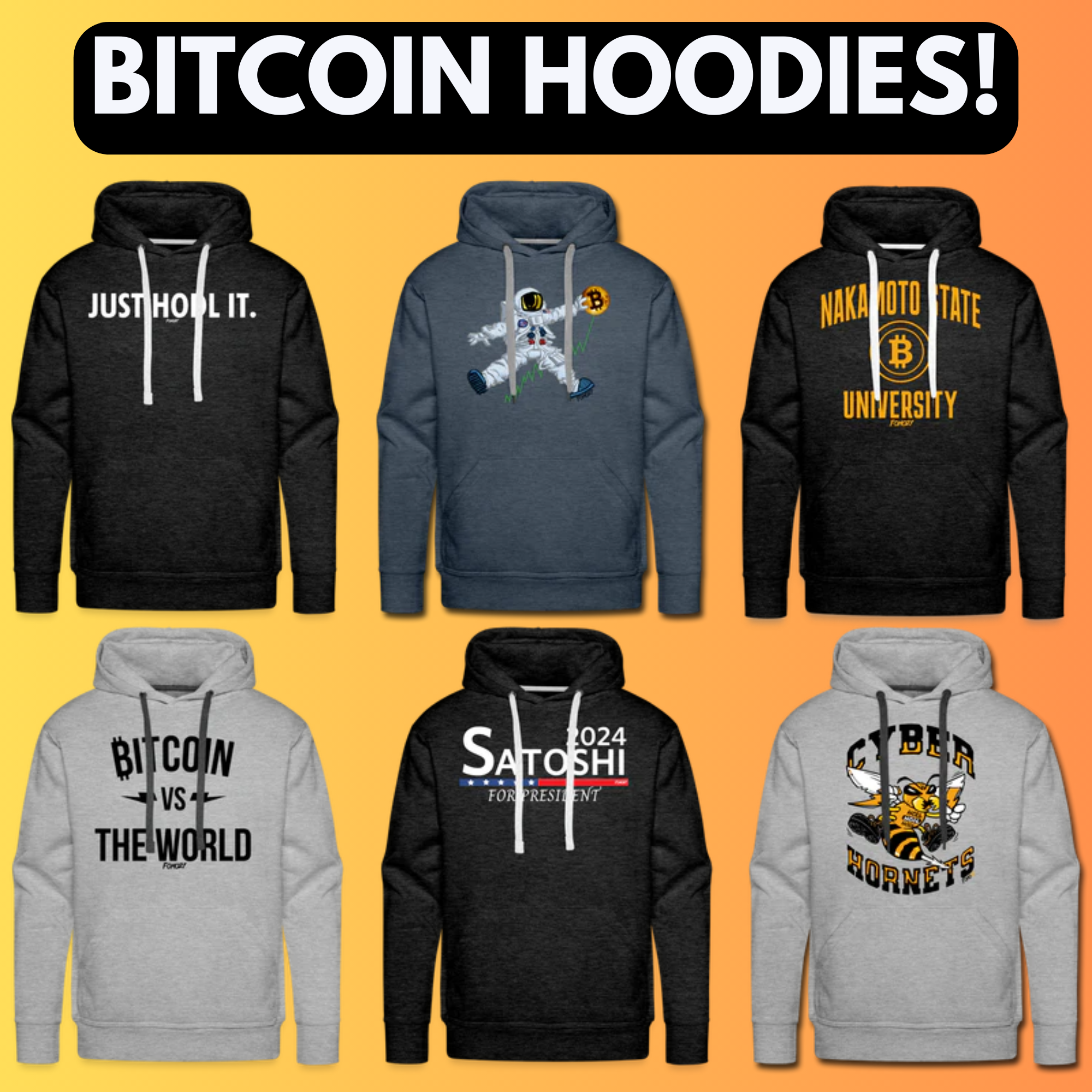 Incredible Selection of Bitcoin Hoodies at FOMO21.com!