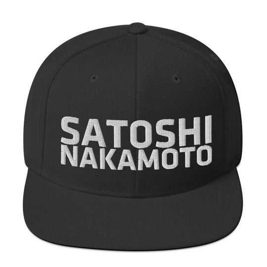 This is a link to bitcoin Snapback Hats. This image features the Satoshi Nakamoto Bitcoin Snapback Hat.