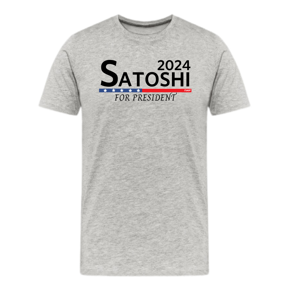 Satoshi For President 2024 (Black Lettering) Bitcoin T-Shirt - fomo21