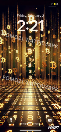 Load image into Gallery viewer, Bitcoin Matrix Gold iPhone Wallpaper - fomo21
