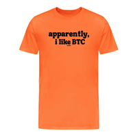 Load image into Gallery viewer, Apparently I Like BTC Bitcoin t-shirt in orange
