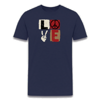 Load image into Gallery viewer, Retro Block LOVE Peace T-Shirt - fomo21
