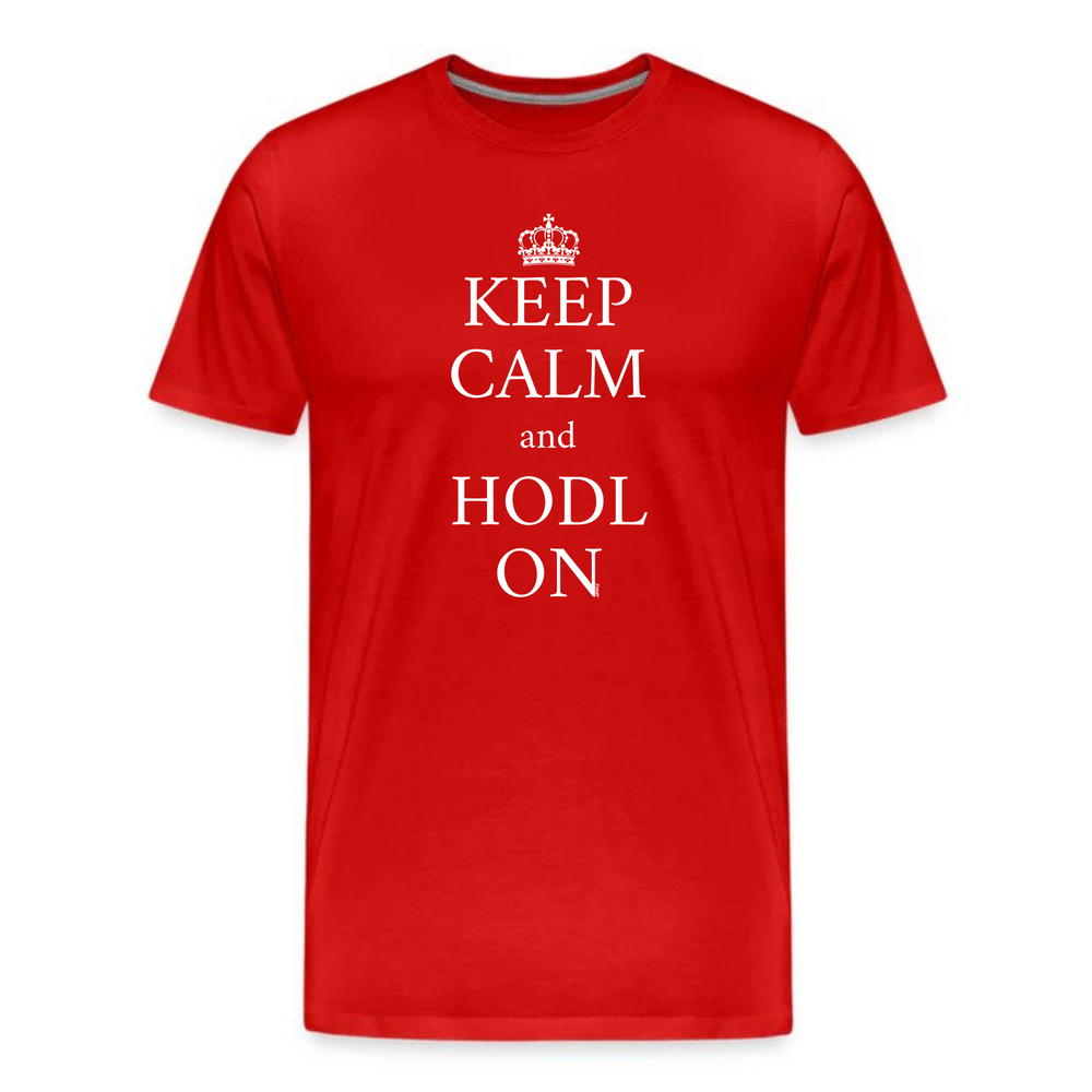 Keep Calm and HODL On Bitcoin T-Shirt - fomo21