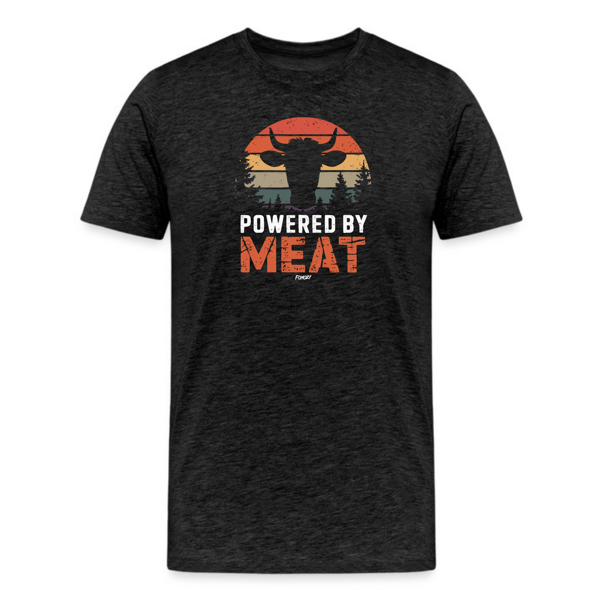 Powered By Meat Retro Sunset Carnivore T-Shirt