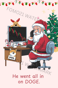 Load image into Gallery viewer, Santa Got Rekt Bitcoin Christmas Greeting Card - fomo21
