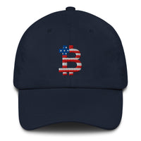 Load image into Gallery viewer, American Flag Bitcoin B Dad Hat-Dad Hat-fomo21
