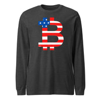 Load image into Gallery viewer, American Flag Bitcoin B Long Sleeve T-Shirt-fomo21
