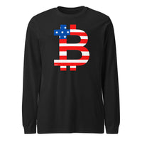 Load image into Gallery viewer, American Flag Bitcoin B Long Sleeve T-Shirt-fomo21
