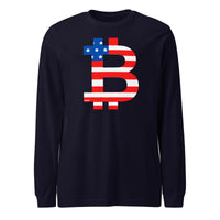 Load image into Gallery viewer, American Flag Bitcoin B Long Sleeve T-Shirt-fomo21
