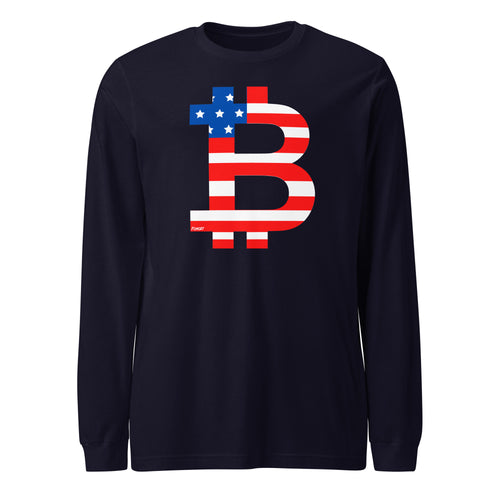American Flag Bitcoin B Long Sleeve T-Shirt-fomo21