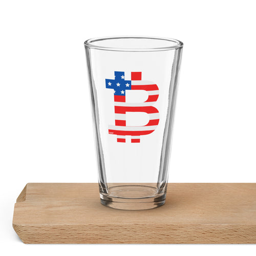 American Flag Bitcoin B Pint Glass-fomo21