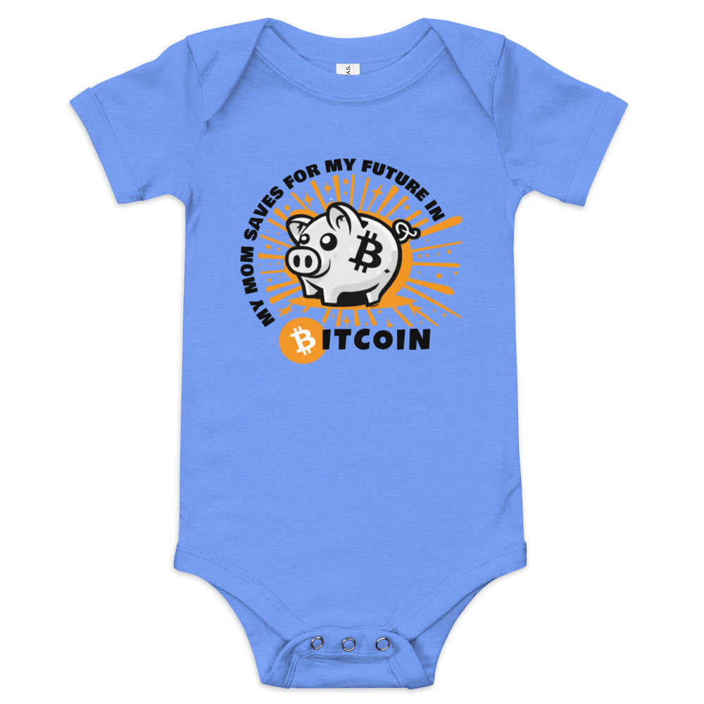 Piggy Bank (MOM) Bitcoin Infant One Piece Heather Columbia Blue / 3-6M