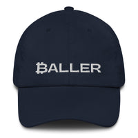 Load image into Gallery viewer, Baller Bitcoin B (White Embroidery) Dad Hat-fomo21
