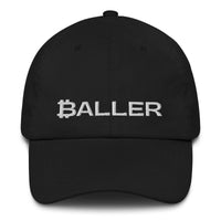 Load image into Gallery viewer, Baller Bitcoin B (White Embroidery) Dad Hat-fomo21
