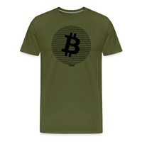 Load image into Gallery viewer, Binary Bitcoin Round Design T-Shirt in Olive Green
