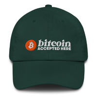 Load image into Gallery viewer, Bitcoin Accepted Here (White Embroidery) Dad Hat-fomo21
