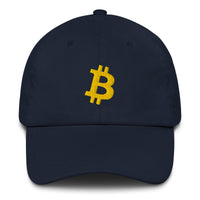 Load image into Gallery viewer, Bitcoin B Angled (Gold Embroidery) Dad Hat-Dad Hat-fomo21
