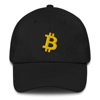 Load image into Gallery viewer, Bitcoin B Angled (Gold Embroidery) Dad Hat-Dad Hat-fomo21
