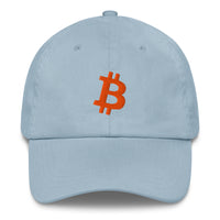 Load image into Gallery viewer, Bitcoin B Angled (Orange Embroidery) Dad Hat-fomo21

