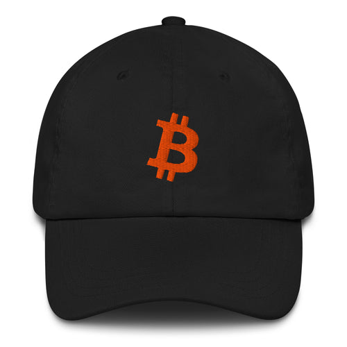 Bitcoin B Angled (Orange Embroidery) Dad Hat-fomo21