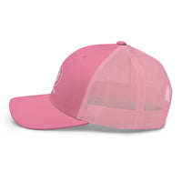 Load image into Gallery viewer, Bitcoin B Circle Logo With Text (White Embroidery) Trucker Hat-fomo21
