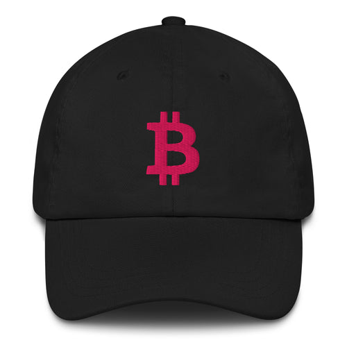 Bitcoin B (Magenta Embroidery) Dad Hat-fomo21