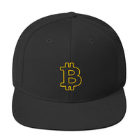 Load image into Gallery viewer, Bitcoin B Outline (Gold Embroidery) Snapback Hat-fomo21
