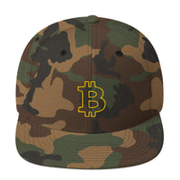 Load image into Gallery viewer, Bitcoin B Outline (Gold Embroidery) Snapback Hat-fomo21
