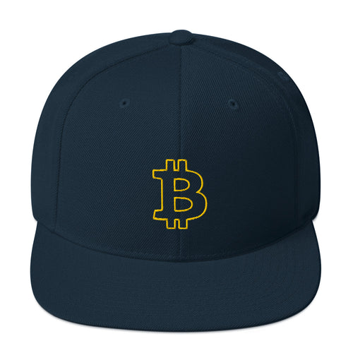 Bitcoin B Outline (Gold Embroidery) Snapback Hat-fomo21