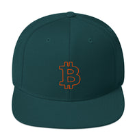 Load image into Gallery viewer, Bitcoin B Outline (Orange Embroidery) Snapback Hat-Snapback Hat-fomo21
