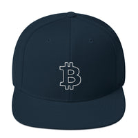Load image into Gallery viewer, Bitcoin B Outline (White Embroidery) Snapback Hat-fomo21

