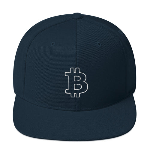 Bitcoin B Outline (White Embroidery) Snapback Hat-fomo21