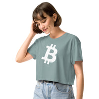 Load image into Gallery viewer, Bitcoin Minimal Symbol Women's Crop Top-Crop Top-fomo21
