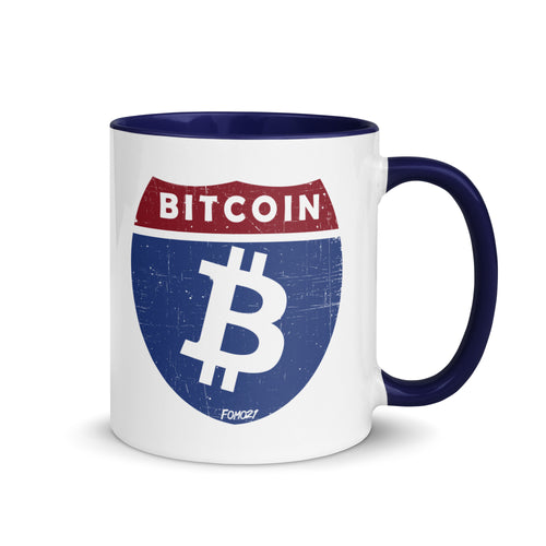 Bitcoin Road Sign Coffee Mug-fomo21