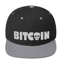 Load image into Gallery viewer, Bitcoin Skull (White Embroidery) Snapback Hat-fomo21
