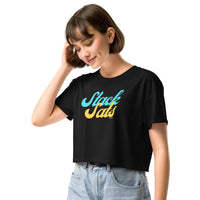 Load image into Gallery viewer, Bitcoin Stack Sats Sunset Script Women's Crop Top-Crop Top-fomo21
