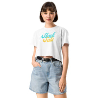 Load image into Gallery viewer, Bitcoin Stack Sats Sunset Script Women's Crop Top-Crop Top-fomo21
