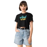 Load image into Gallery viewer, Bitcoin Stack Sats Sunset Script Women's Crop Top-Crop Top-fomo21
