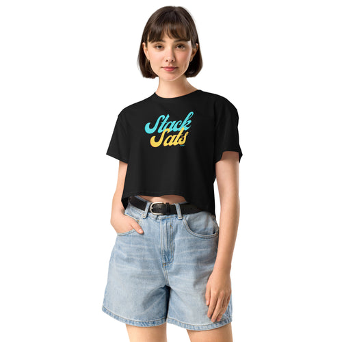 Bitcoin Stack Sats Sunset Script Women's Crop Top-fomo21
