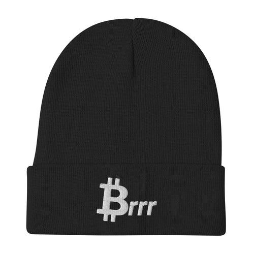 Brrr (White) Bitcoin Embroidered Beanie-fomo21