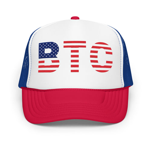 BTC USA Flag Bitcoin Foam Trucker Hat-fomo21