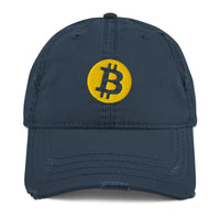 Load image into Gallery viewer, Circle Bitcoin Logo Distressed Dad Hat-Dad Hat-fomo21
