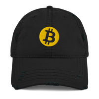 Load image into Gallery viewer, Circle Bitcoin Logo Distressed Dad Hat-Dad Hat-fomo21
