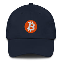 Load image into Gallery viewer, Circle Bitcoin Logo (Orange and White Embroidery) Dad Hat-fomo21
